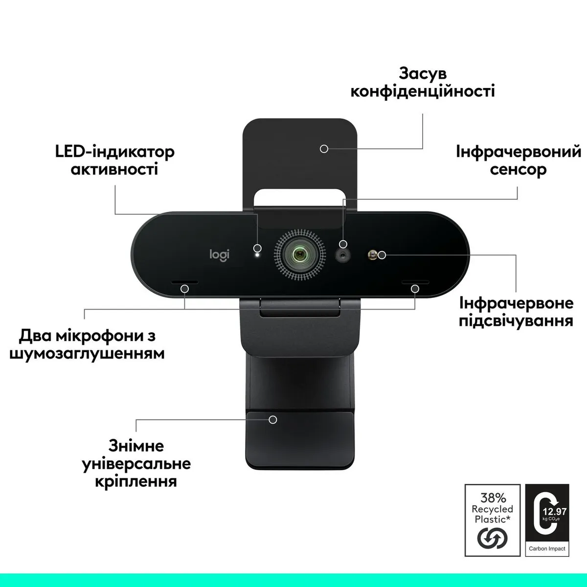 Веб-камера Logitech Brio 4K for Business Graphite (960-001746) - мініатюра 5