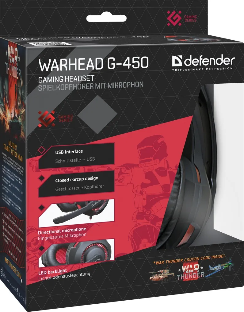Гарнiтура Defender Warhead G-450 Black/Red (64146) - мініатюра 6