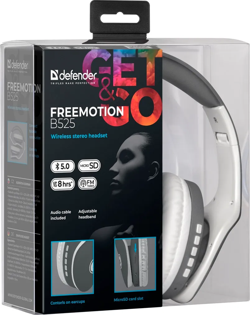 Bluetooth-гарнітура Defender FreeMotion B525 Grey/White (63527) - мініатюра 4