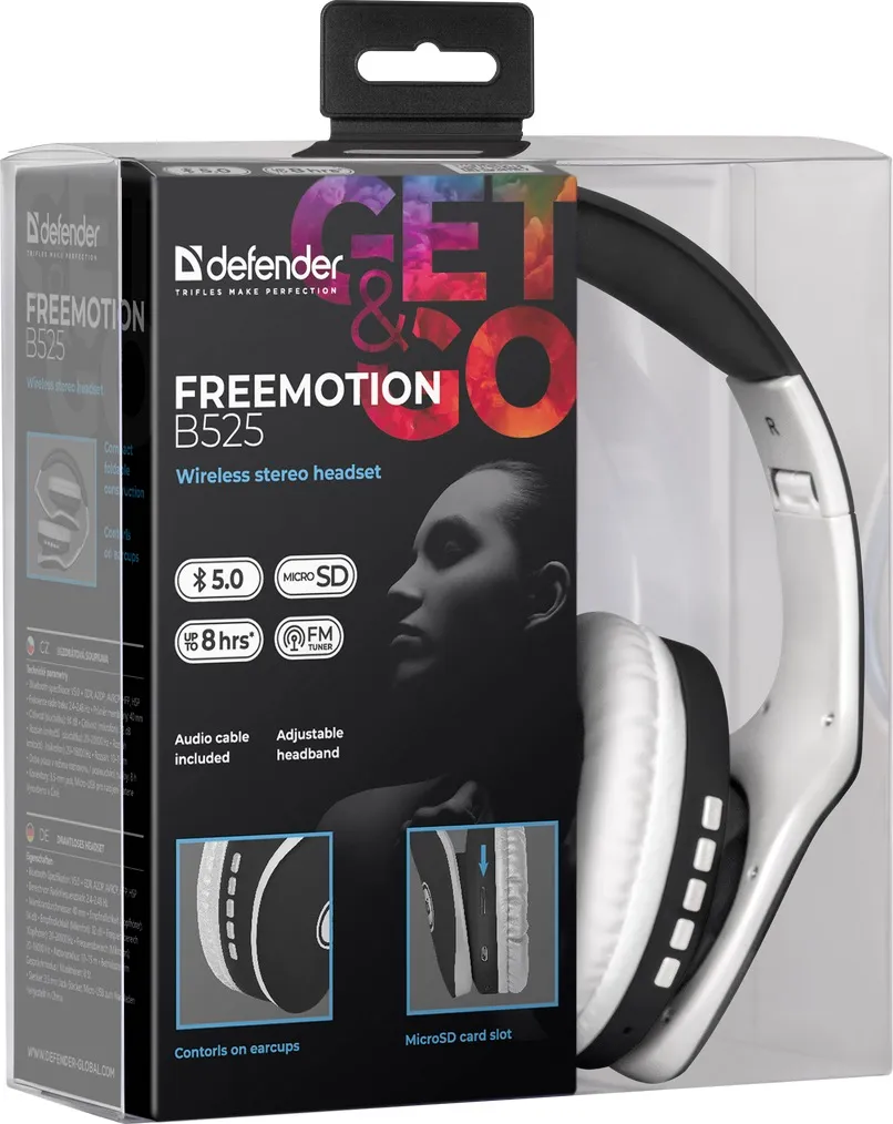 Bluetooth-гарнітура Defender FreeMotion B525 Black/White (63525) - мініатюра 4