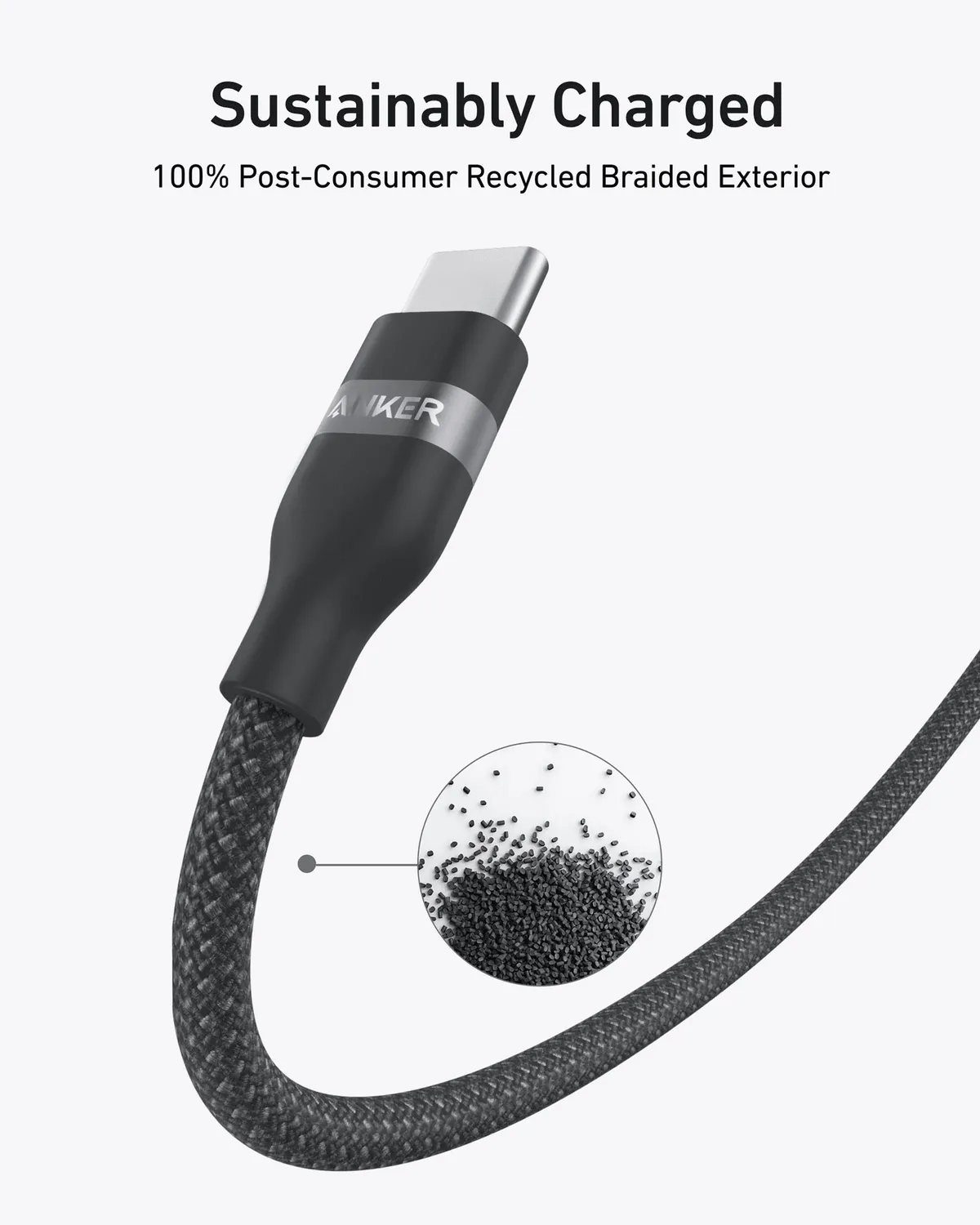 Кабель Anker Upcycled-Braided USB-C - USB-C (M/M), 240W, 1.8 м, Black (A82E2H12) - мініатюра 3