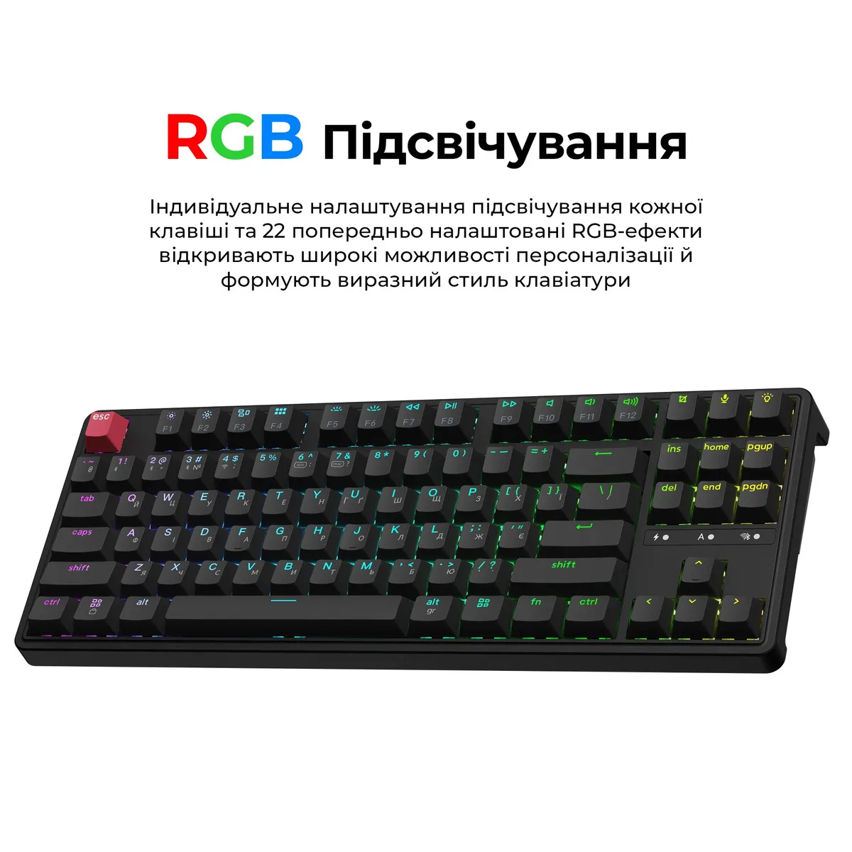 Клавіатура бездротова Keychron C3 Max Super Red Switch Black RGB (C3M-H1-UA) - мініатюра 11