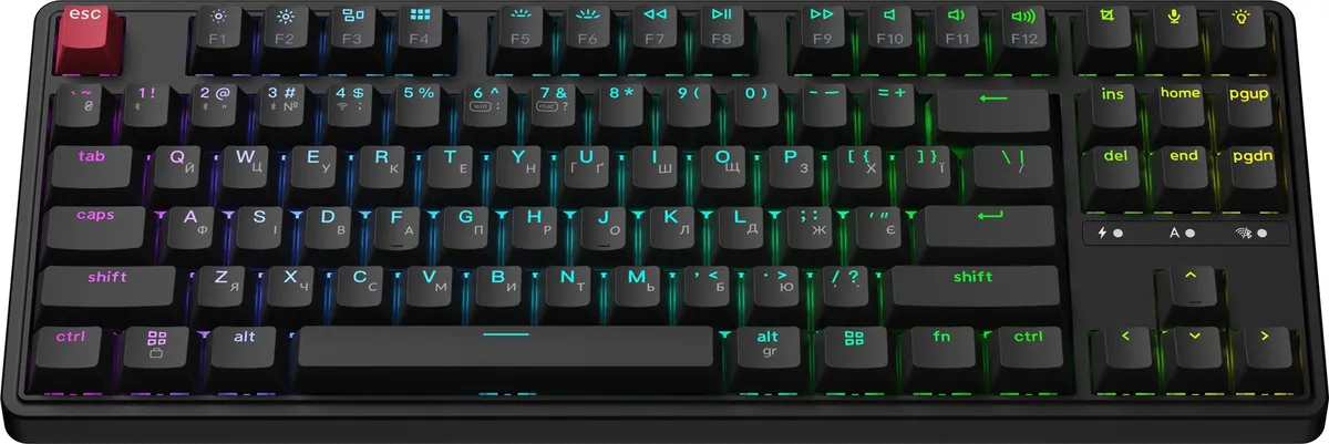 Клавіатура бездротова Keychron C3 Max Super Red Switch Black RGB (C3M-H1-UA) - мініатюра 2