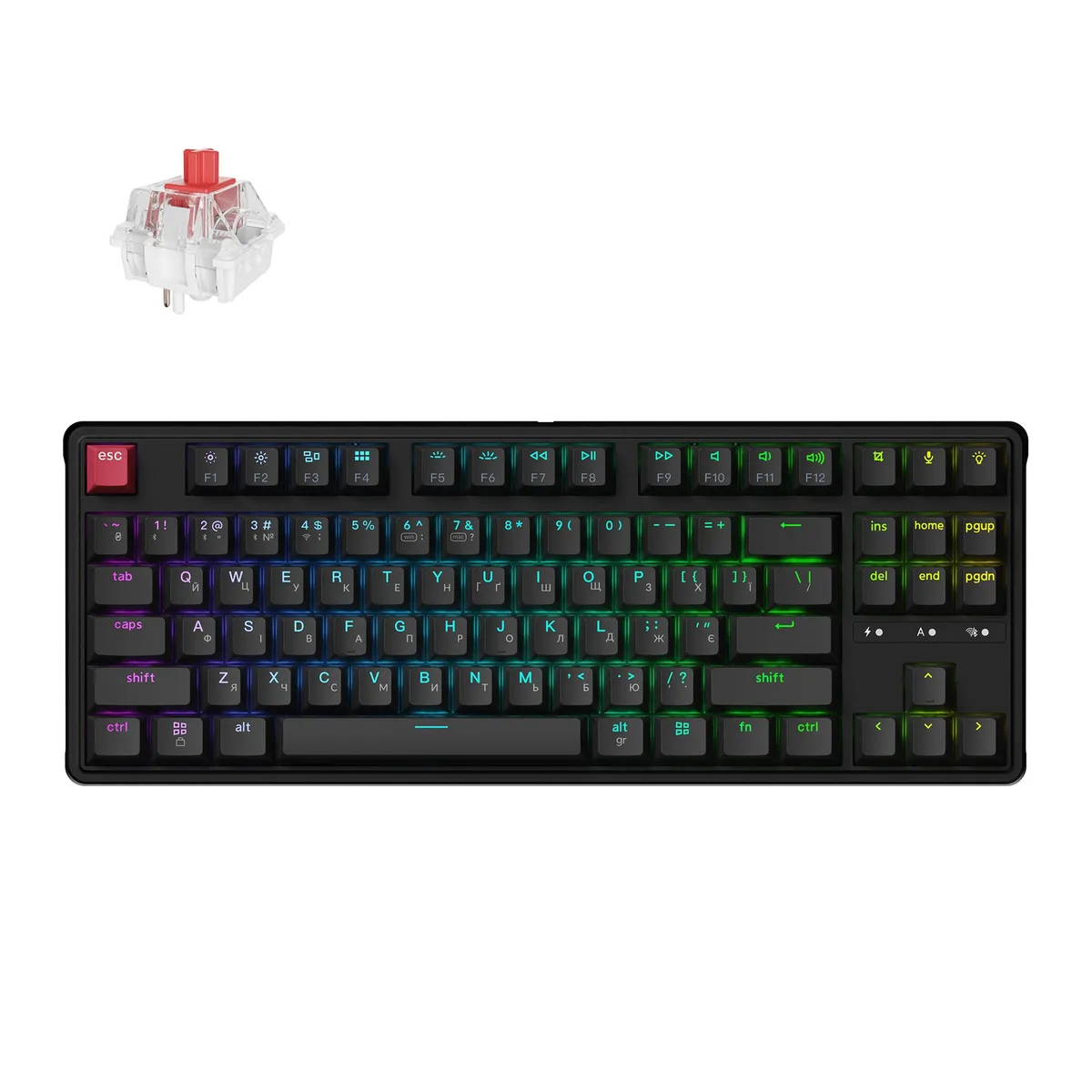 Клавіатура бездротова Keychron C3 Max Super Red Switch Black RGB (C3M-H1-UA) - мініатюра 4