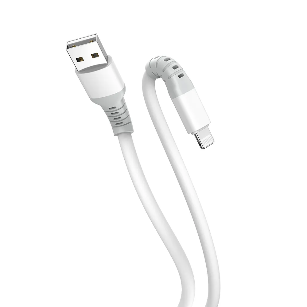 Кабель ColorWay USB - Lightning (M/M), liquid silicone, 3А, 1 м, White (CW-CBUL093-WT) - мініатюра 3