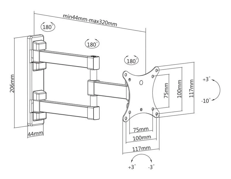Кронштейн Satelit 13-32PIVOT100A (VESA100х100) - мініатюра 2