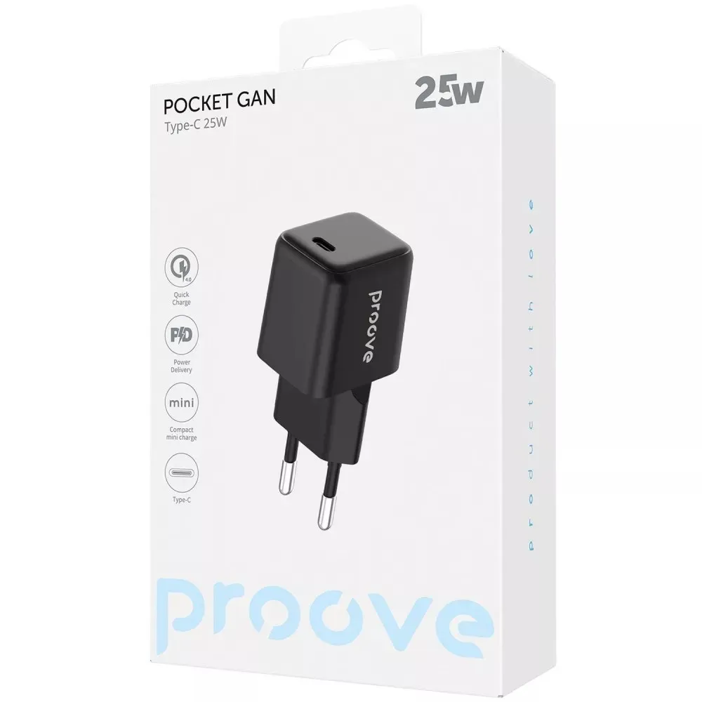 Мережевий зарядний пристрій Proove Pocket GaN 25W Black (WCPG25010201) - мініатюра 2