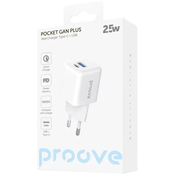 Мережевий зарядний пристрій Proove Pocket GaN Plus 25W White (WCPG25111202) - мініатюра 5