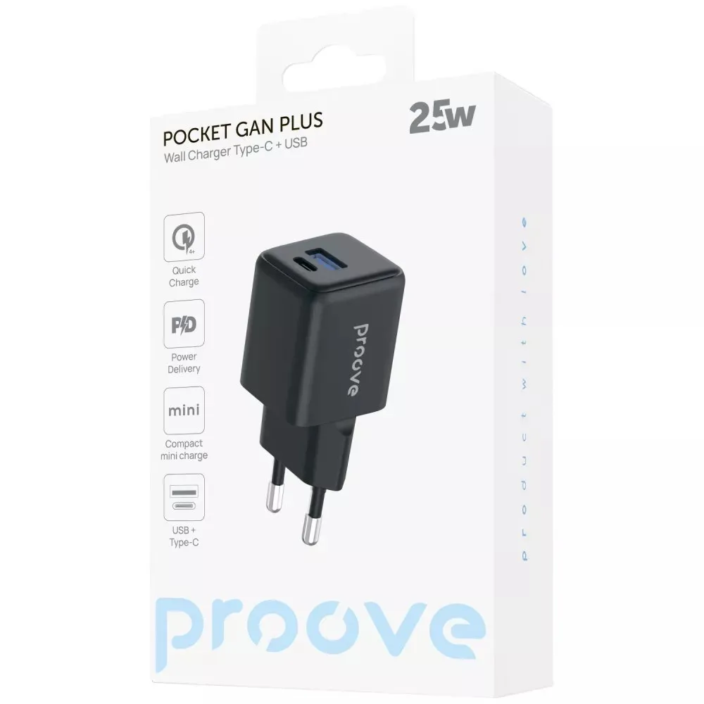 Мережевий зарядний пристрій Proove Pocket GaN Plus 25W Black (WCPG25111201) - мініатюра 2