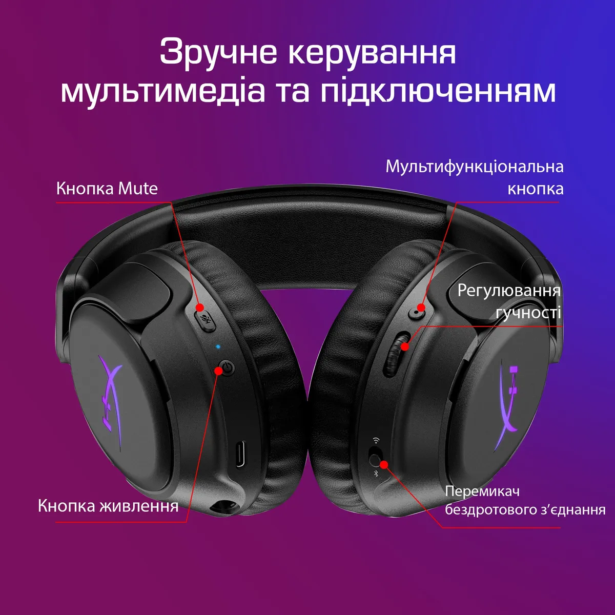 Bluetooth-гарнітура HyperX Cloud Flight 2 Wireless Black (B5VC4AA) - мініатюра 5