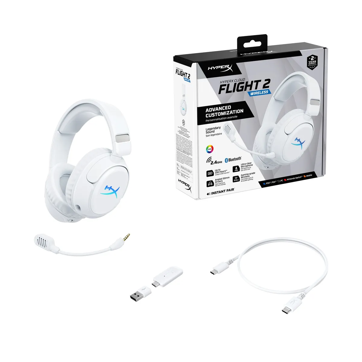 Bluetooth-гарнітура HyperX Cloud Flight 2 Wireless White (B5VC5AA) - мініатюра 17