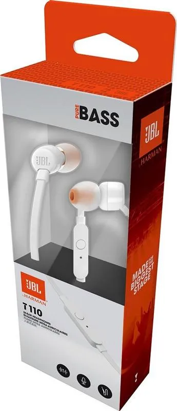 Гарнітура JBL T110 White (JBLT110WHT) - мініатюра 9