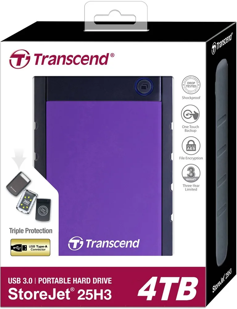 Накопичувач зовнiшнiй 2.5" USB 4.0TB Transcend StoreJet 25H3 (TS4TSJ25H3P) - мініатюра 4