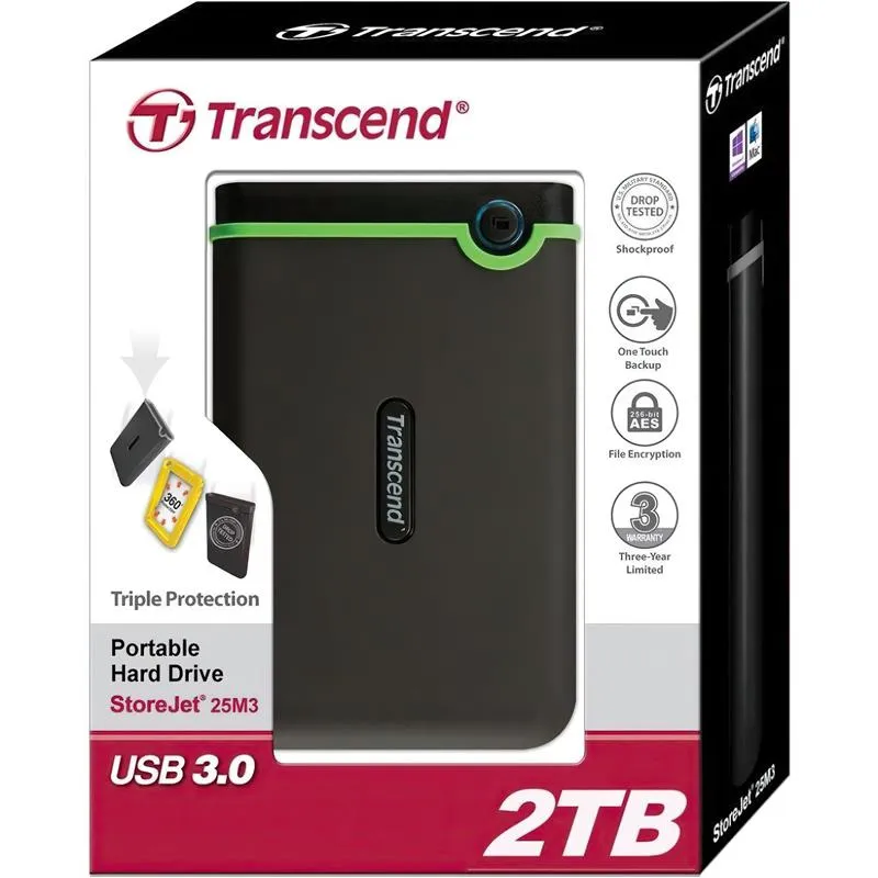 Накопичувач зовнiшнiй HDD 2.5" USB 2.0TB Transcend StoreJet 25M3 Iron Gray Slim (TS2TSJ25M3S) - мініатюра 4