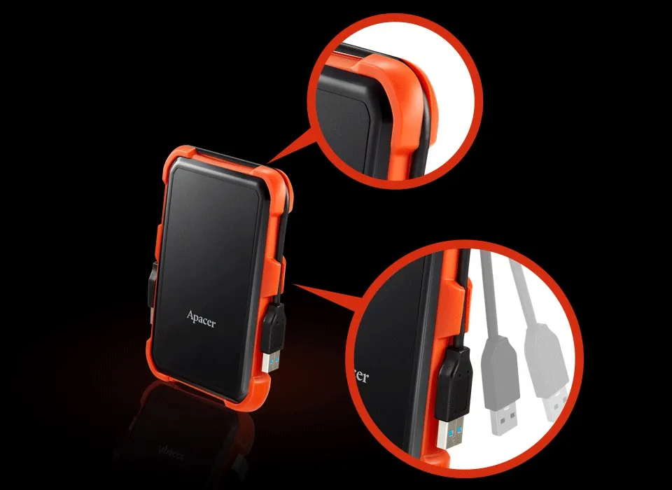 Зовнішній жорсткий диск 2.5" USB 1.0TB Apacer AC630 Black/Orange (AP1TBAC630T-1) - мініатюра 4