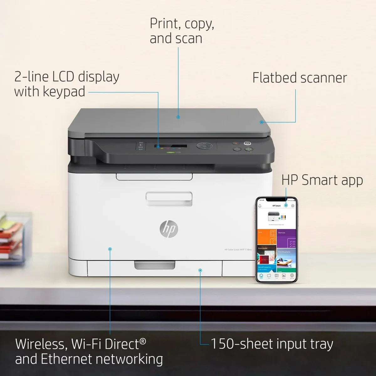 Багатофункціональний пристрій А4 кол. HP Color Laser 178nw з Wi-Fi (4ZB96A) - мініатюра 12