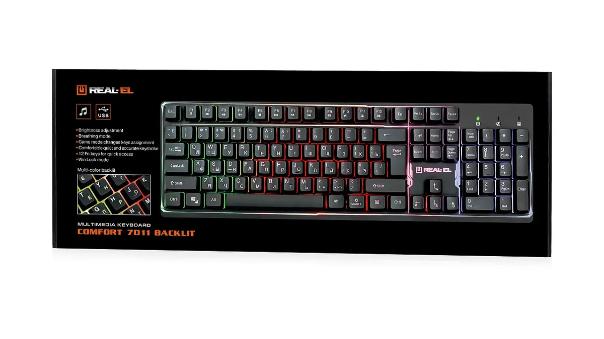 Клавіатура REAL-EL Comfort 7011 Backlit Ukr Black - мініатюра 9