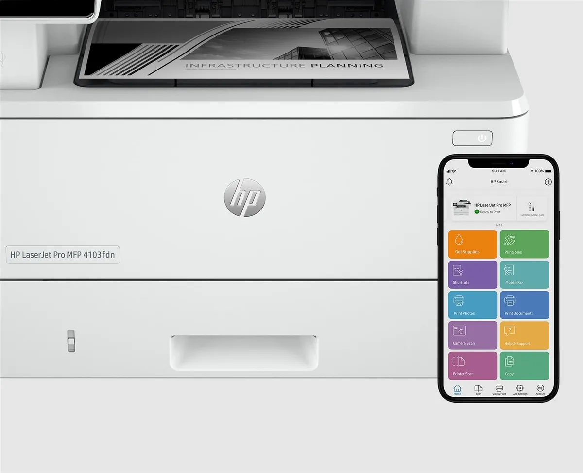 Багатофункційний пристрій А4 HP LaserJet Pro 4103fdn (2Z628A) - мініатюра 2