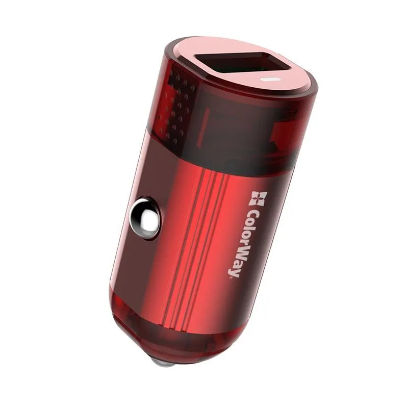 Автомобільний зарядний пристрій ColorWay (1USBх3А) QC3.0 Red (CW-CHA012Q-RD) - мініатюра 3