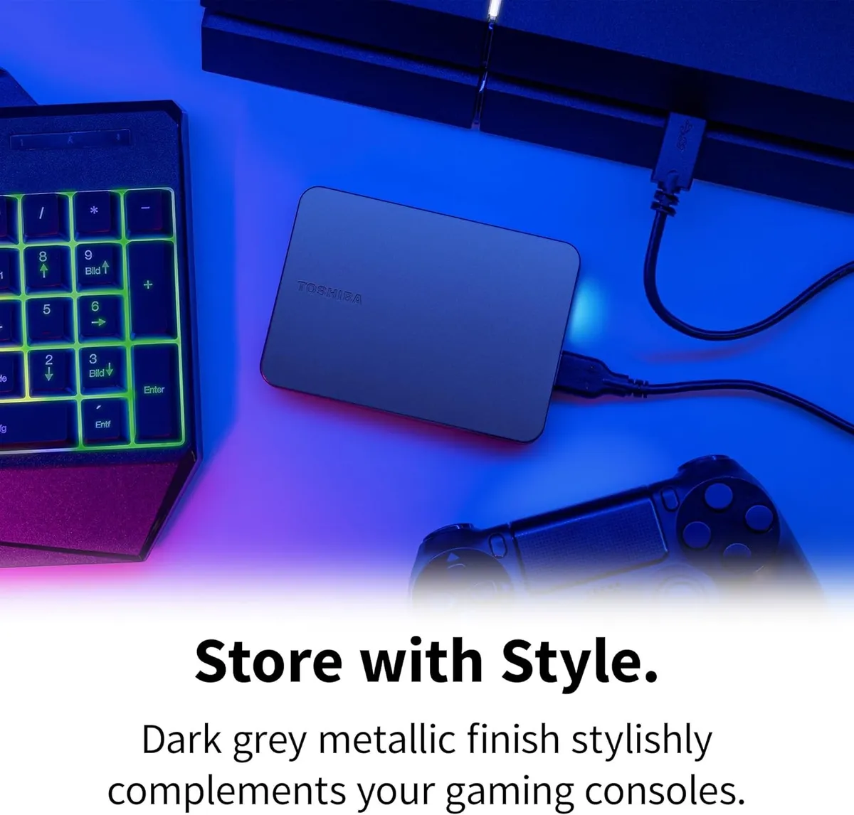 Зовнішній жорсткий диск 2.5" USB 2.0TB Toshiba Canvio Gaming Dark Grey (HDTX220EK3AA) - мініатюра 5