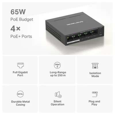Комутатор Mercusys MS105GP - мініатюра 4