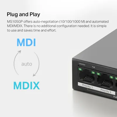 Комутатор Mercusys MS105GP - мініатюра 9