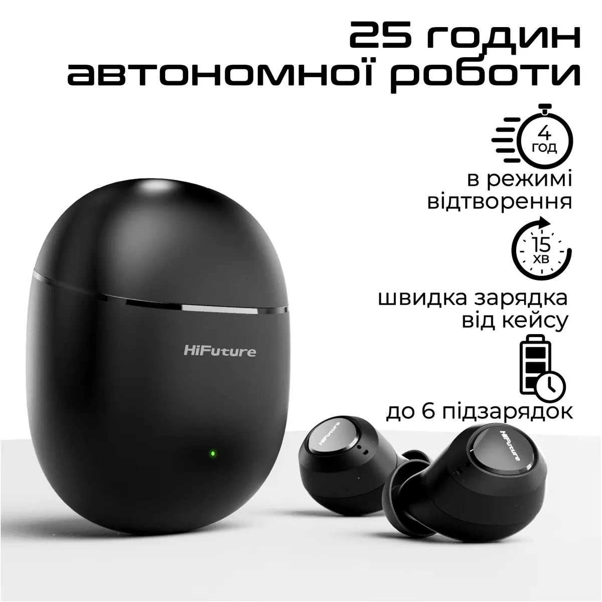 Bluetooth-гарнітура HiFuture OlymBuds3 Black (olymbuds3.black) - мініатюра 5