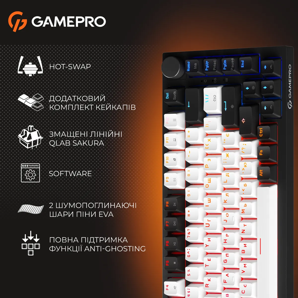 Клавіатура GamePro MK160 V2 Warden QLAB Sakura Black (MK160-V2-B-QS) - мініатюра 19