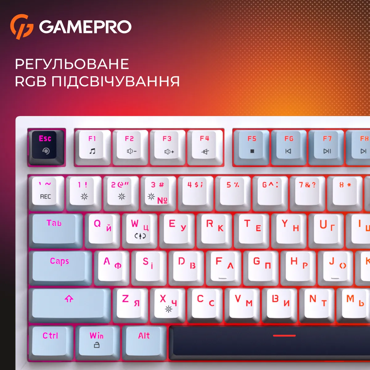 Клавіатура GamePro MK160 V2 Warden QLAB Sakura White (MK160-V2-BL-QS) - мініатюра 9