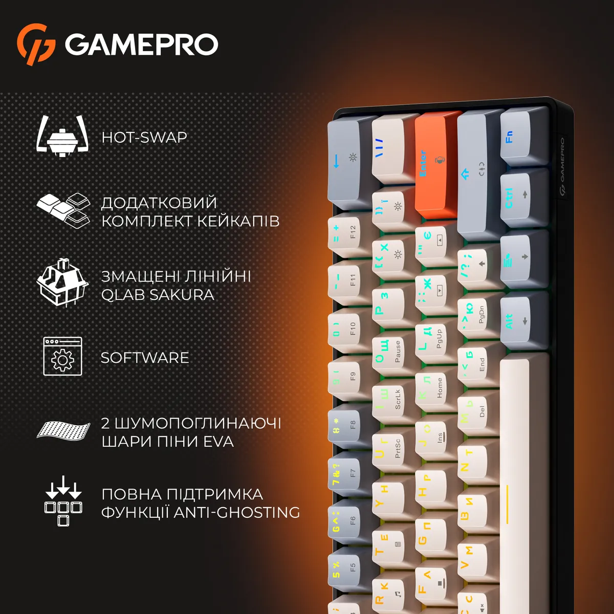 Клавіатура GamePro MK130 V2 Infinity QLAB Sakura Black (MK130-V2-B-QS) - мініатюра 11
