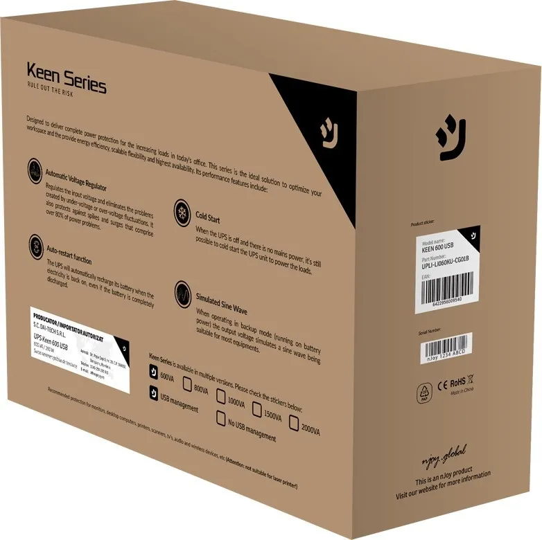 Джерело безперебійного живлення NJOY Keen 800 (UPLI-LI080KU-CG01B) - мініатюра 9