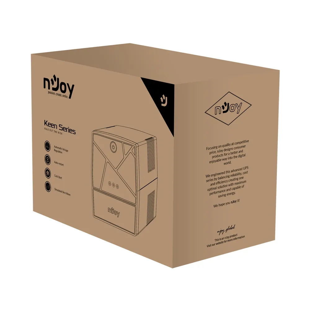 Джерело безперебійного живлення NJOY Keen 1000 (UPLI-LI100KE-CG01B) Lin.int., AVR, 4 x евро, пластик - мініатюра 6