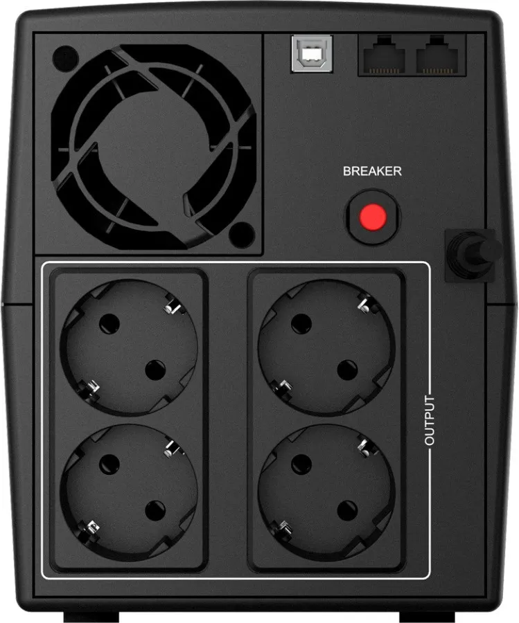 Джерело безперебійного живлення NJOY Keen 1000 (UPLI-LI100KU-CG01B), Lin.int., AVR, 4 x евро, USB, пластик - мініатюра 9