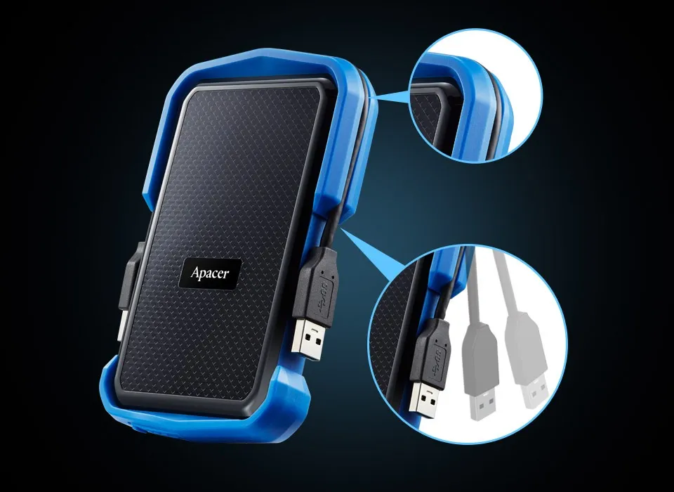 Зовнішній жорсткий диск 2.5" USB 2.0TB Apacer AC631 Black/Blue (AP2TBAC631U-1) - мініатюра 5
