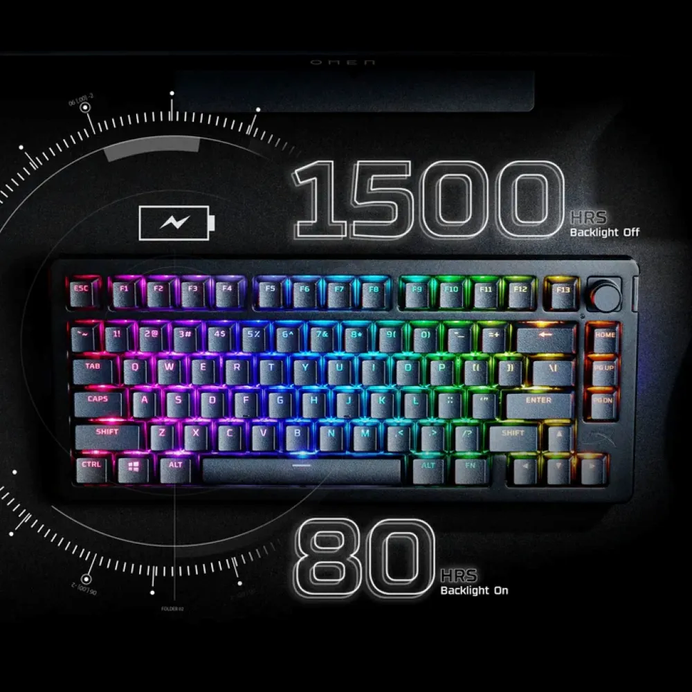 Клавіатура бездротова HyperX Alloy Rise 75 Red RGB UA Black (91Y91AA) - мініатюра 6