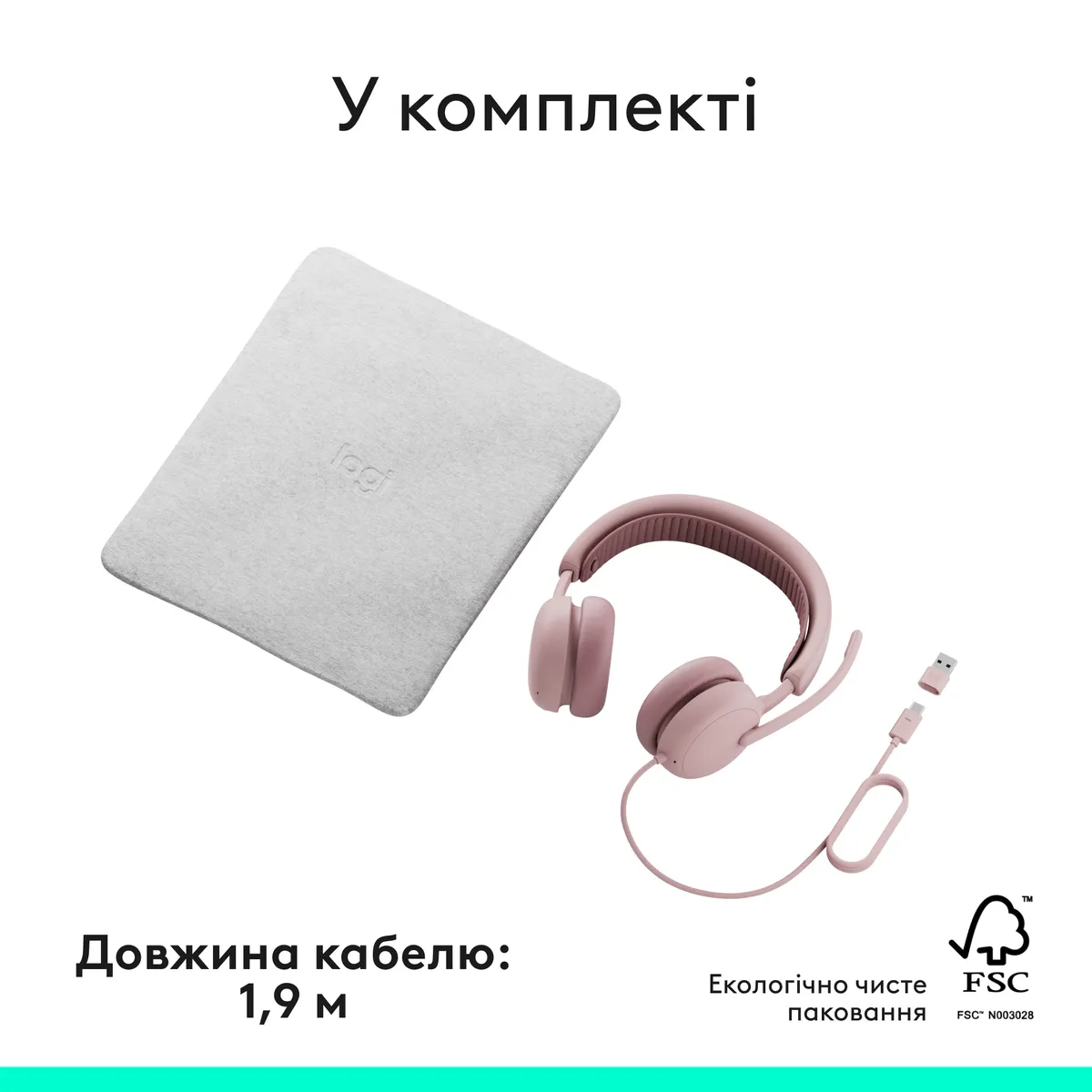 Гарнітура Logitech Zone Wired 2 USB Rose (981-001620) - мініатюра 10