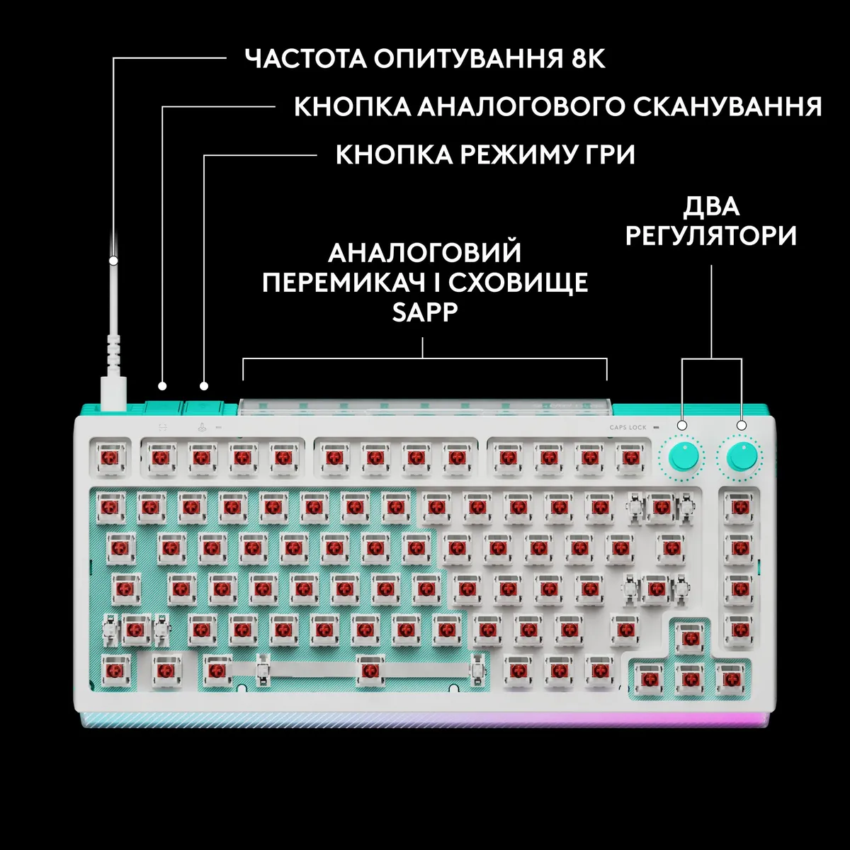 Клавiатура Logitech G512 X 75 White (920-013955) - мініатюра 5