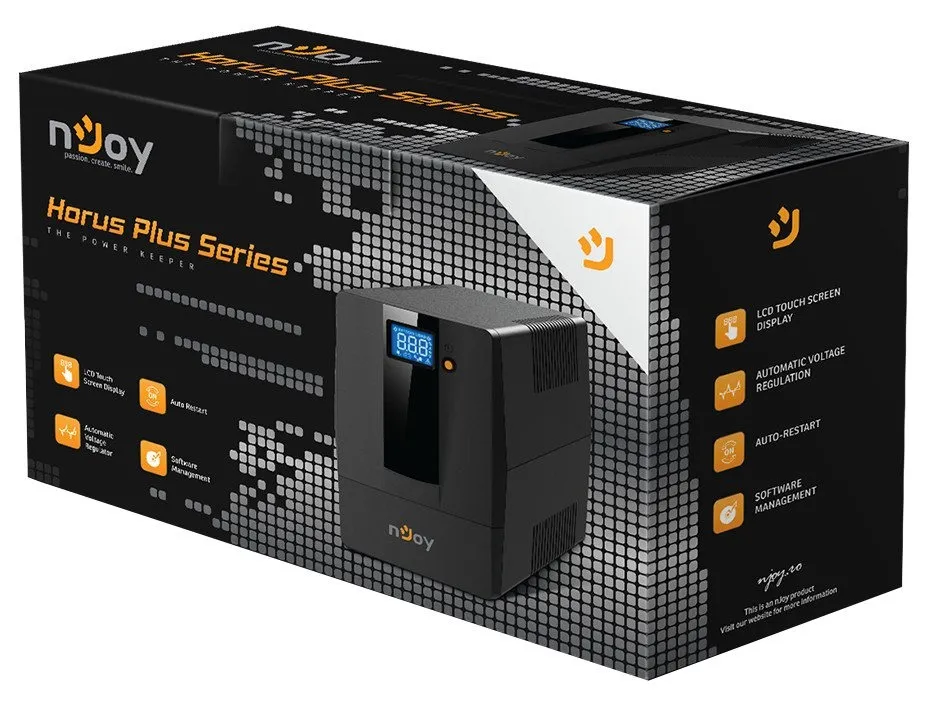 Джерело безперебійного живлення NJOY Horus Plus 600 (PWUP-LI060H1-AZ01B) Lin.int., AVR, 2 x евро, USB, LCD, пластик - мініатюра 8