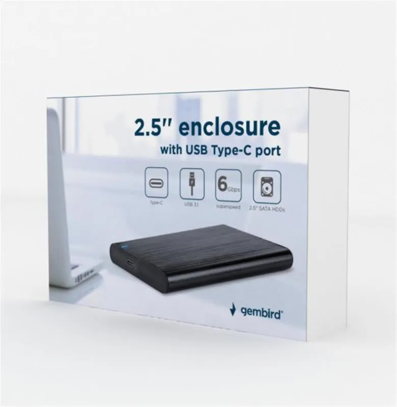 Зовнішня кишеня Gembird SATA HDD 2.5", USB 3.1, алюміній, Black (EE2-U3S-6) - мініатюра 6