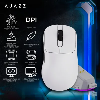 Бездротова ігрова миша Ajazz AJ179P MC White (AJ179P-MC-W) - мініатюра 6