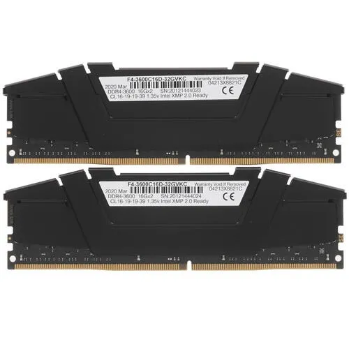 Модуль пам`ятi DDR4 2x16GB/3600 G.Skill Ripjaws V Black (F4-3600C16D-32GVKC) - мініатюра 2