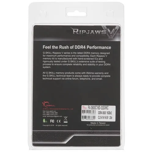 Модуль пам`ятi DDR4 2x16GB/3600 G.Skill Ripjaws V Black (F4-3600C16D-32GVKC) - мініатюра 6
