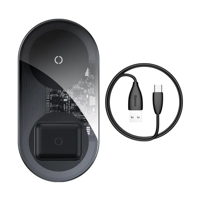 Бездротовий зарядний пристрій Baseus Simple 18W 2 in 1 Crystal (WXJK-A01) - мініатюра 6