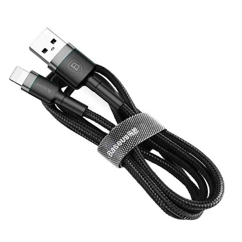 Кабель Baseus Cafule USB 2.0 to Lightning 1.5A 2M Чорний/Сірий (CALKLF-CG1) - зображення 1