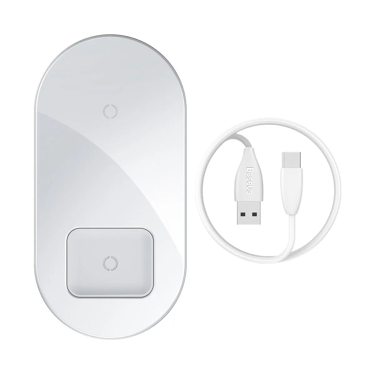 Беспроводное зарядное устройство Baseus Simple 18W 2 in 1 Белый (WXJK-02) - мініатюра 4