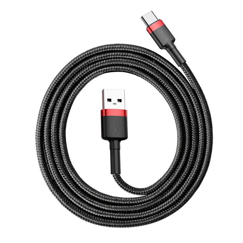 Кабель Baseus Cafule USB 2.0 to Type-C 3A 1M Чорний/Червоний (CATKLF-B91) - мініатюра 2