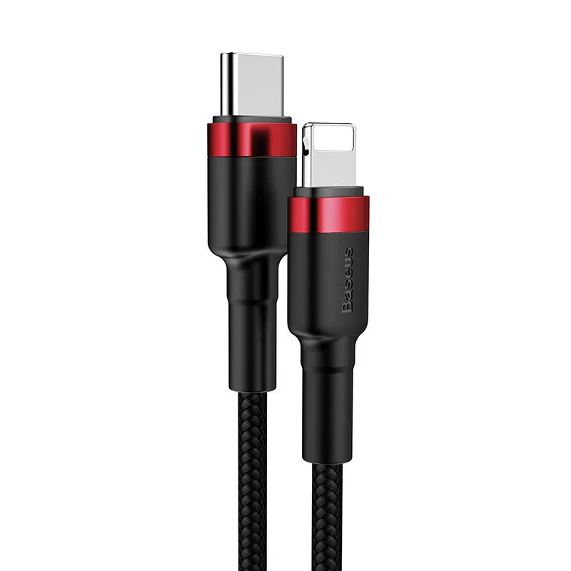 Кабель Baseus Cafule Type-C to Lightning PD 18W 1M Чорний/Червоний (CATLKLF-91) - мініатюра 3