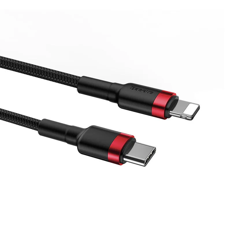 Кабель Baseus Cafule Type-C to Lightning PD 18W 1M Чорний/Червоний (CATLKLF-91) - мініатюра 4