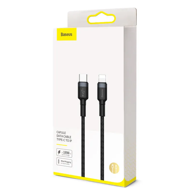 Кабель Baseus Cafule Type-C to Lightning PD 18W 1M Чорний/Червоний (CATLKLF-91) - мініатюра 7