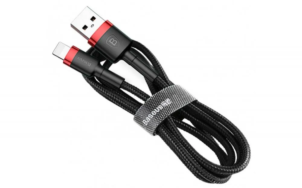 Кабель Baseus Cafule USB 2.0 to Lightning 2.4A 1M Чорний/Червоний (CALKLF-B19) - зображення 1